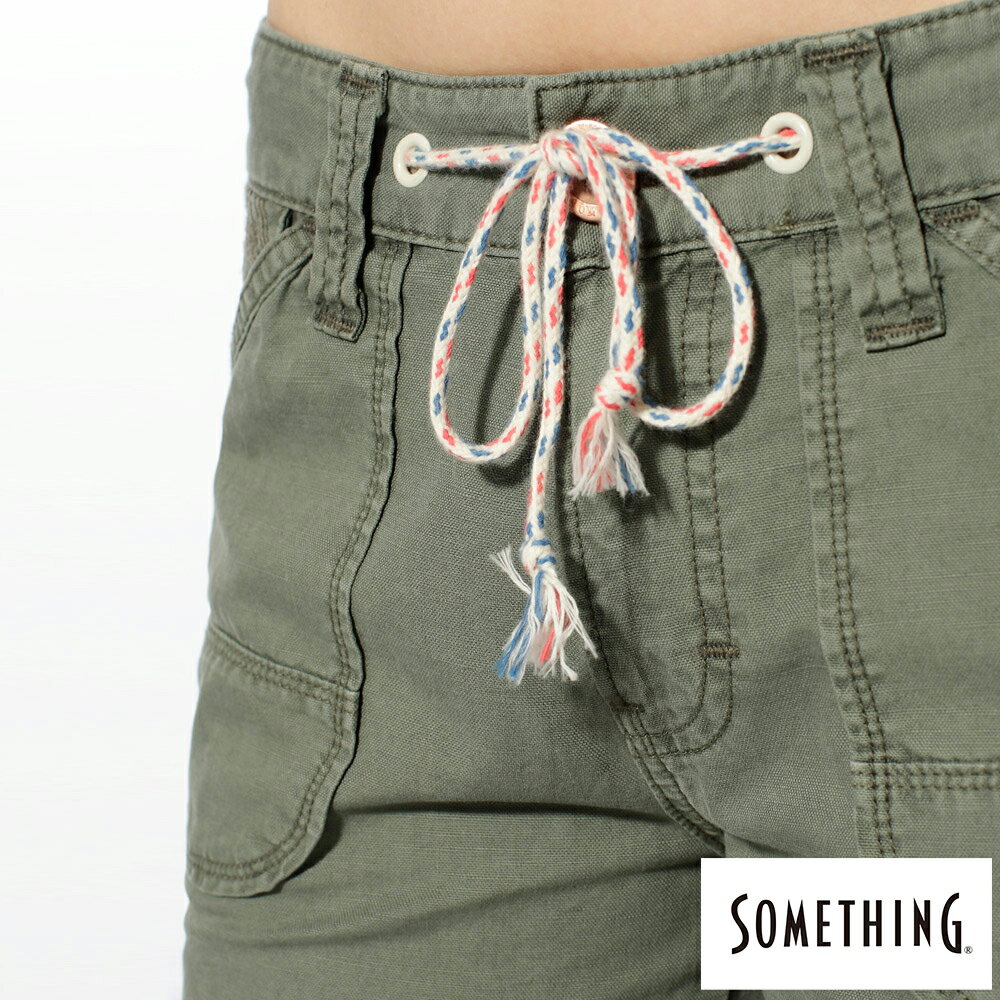 SOMETHING  NATURAL EASY JEAN綁帶休閒褲-女款 綠色 7