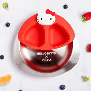 VIIDA x Hello Kitty 用餐套組/ 兒童餐盤/兒童餐具/學習餐具/不鏽鋼餐盤