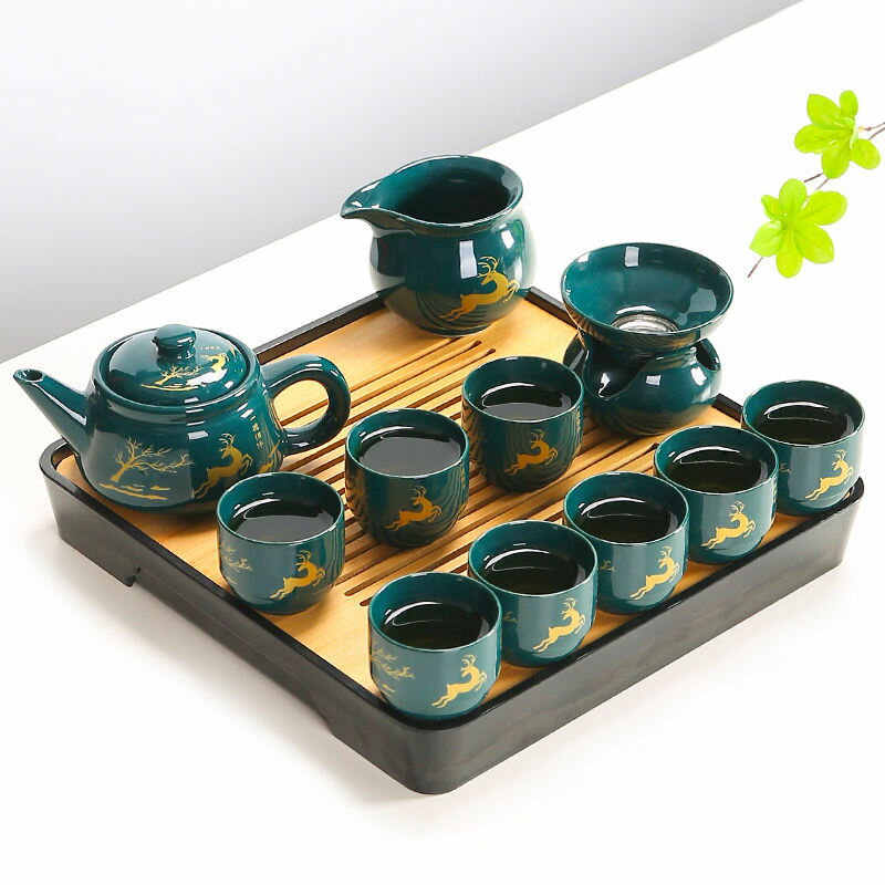 功夫茶具套裝家用客廳簡約創意泡茶神器茶壺陶瓷茶杯蓋碗茶盤整套