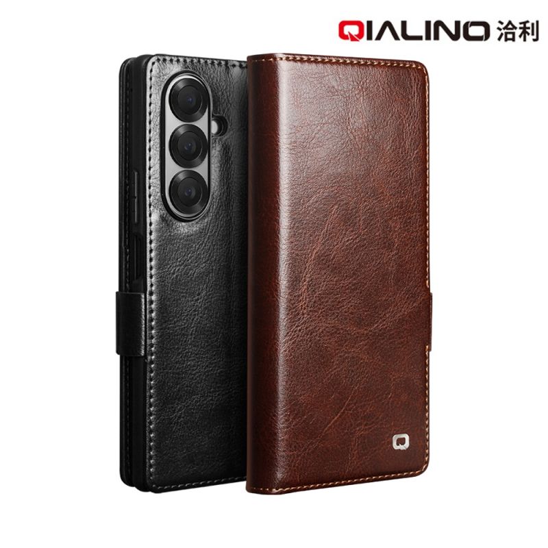QIALINO SAMSUNG 三星 Galaxy Z Fold 7 5G 真皮經典皮套(磁扣款) 牛皮 可站立 可插卡 保護套 手機套 側翻皮套 翻蓋皮套