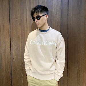 美國百分百【全新真品】Calvin Klein 大學T 刷毛 CK 上衣 長袖T恤 棉質 logo 藕粉色 CF67