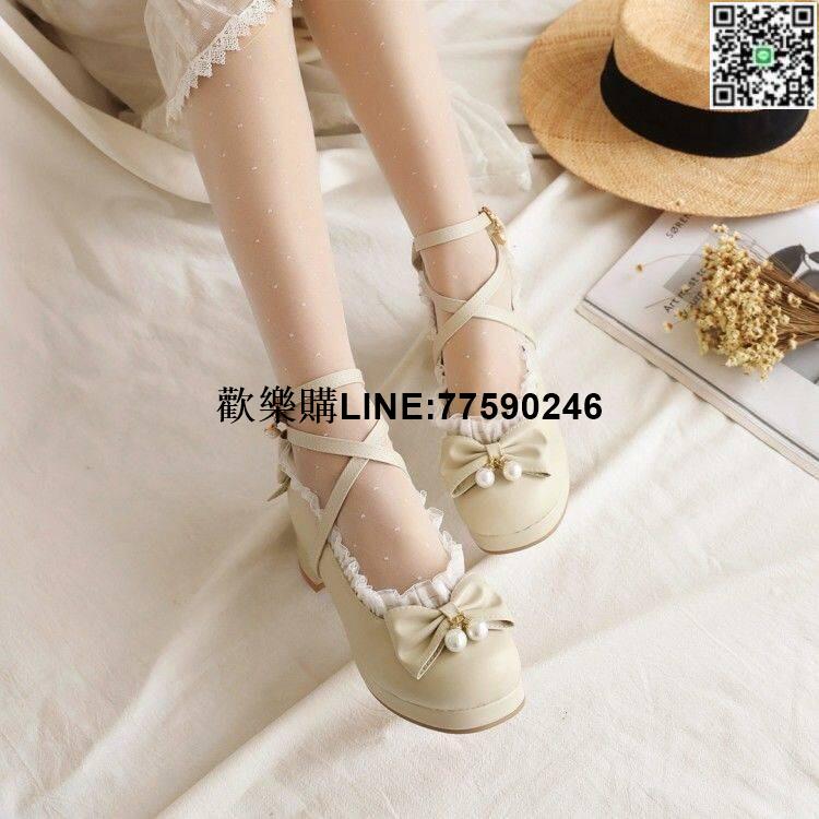臺灣現貨33-48碼 蘿莉塔 學生皮鞋 厚底皮鞋 厚底鞋 日系甜美蘿莉塔正品原創單鞋女時尚粗中跟蕾絲蝴蝶結LO制服茶會鞋