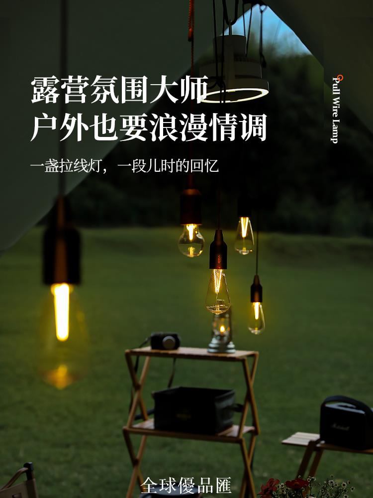 【全球優品匯】原始人戶外露營燈天幕氛圍燈串帳篷燈泡野營營地照明超長續航充電