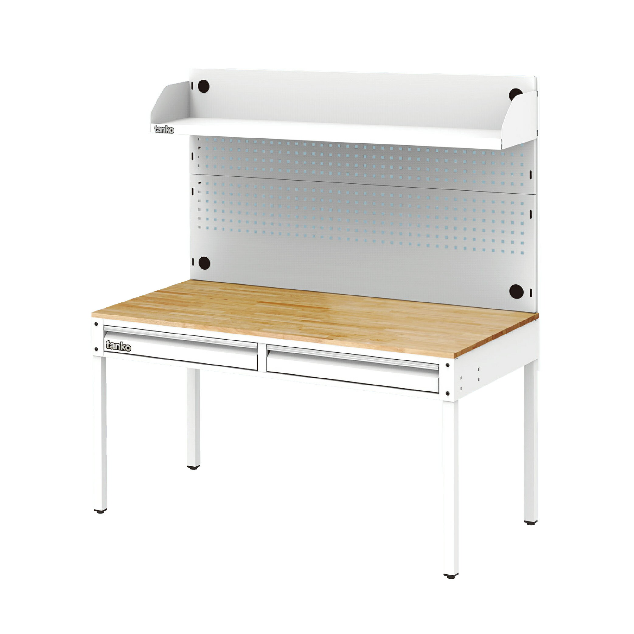 天鋼 tanko｜WET-5102W4 附屜多功能原木工作桌+棚板上架組 (白) 電腦桌 書桌 工業桌 多用途桌