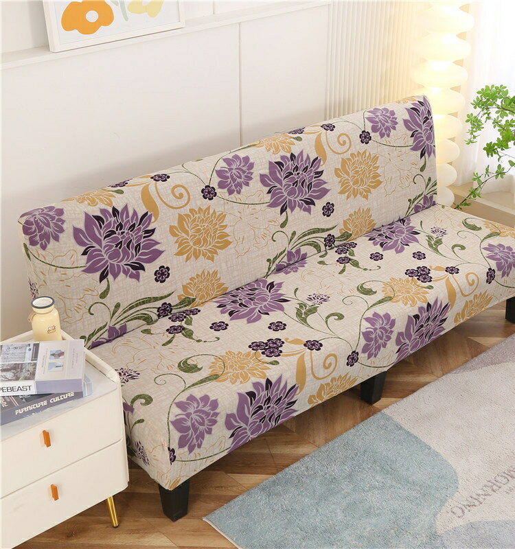 簡易無扶手沙發套可折疊沙發床套罩兩用四季通用型萬能全包套布藝
