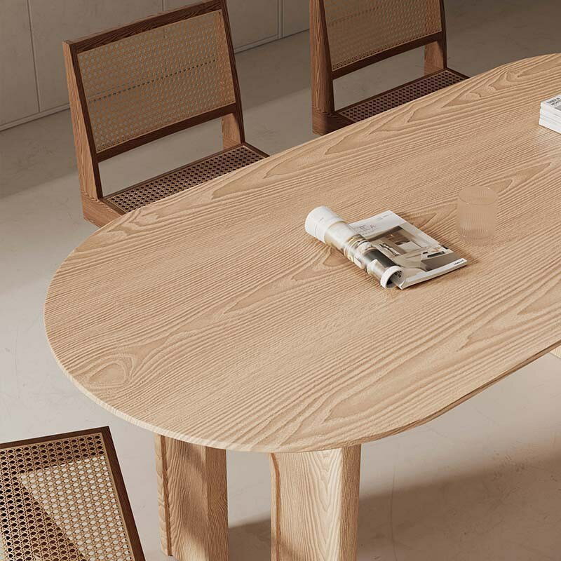 【免運】可開發票 北歐實木餐桌小戶型長條家用飯桌白蠟木輕奢橢圓形現代簡約桌子