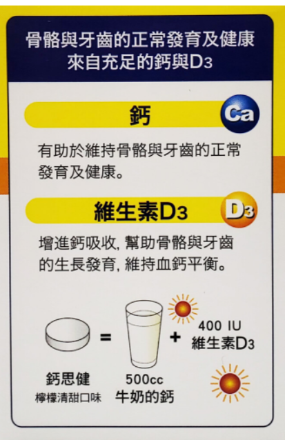 [公司貨] 鈣思健嚼錠 鈣+D3 檸檬清甜60錠 3