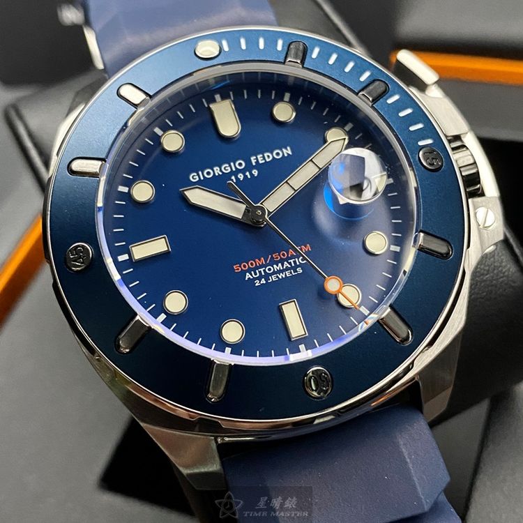 點數9%★GiorgioFedon1919手錶,編號GF00101,46mm寶藍圓形精鋼錶殼,寶藍色潛水錶, 中三針顯示, 運動, 可旋轉錶面,寶藍矽膠錶帶款,曠世鉅作!【APP下單享9%點數上限5000點】 4