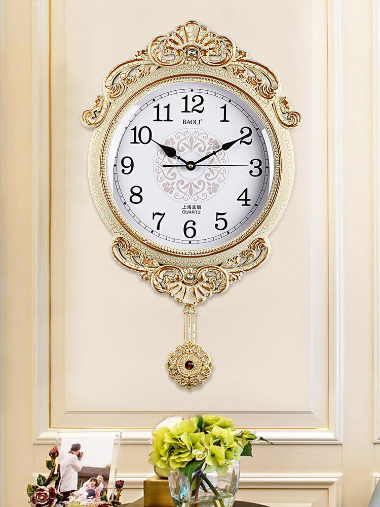 歐式復古掛鐘表創意客廳家用搖擺鐘美式時鐘現代簡約創意石英壁鐘