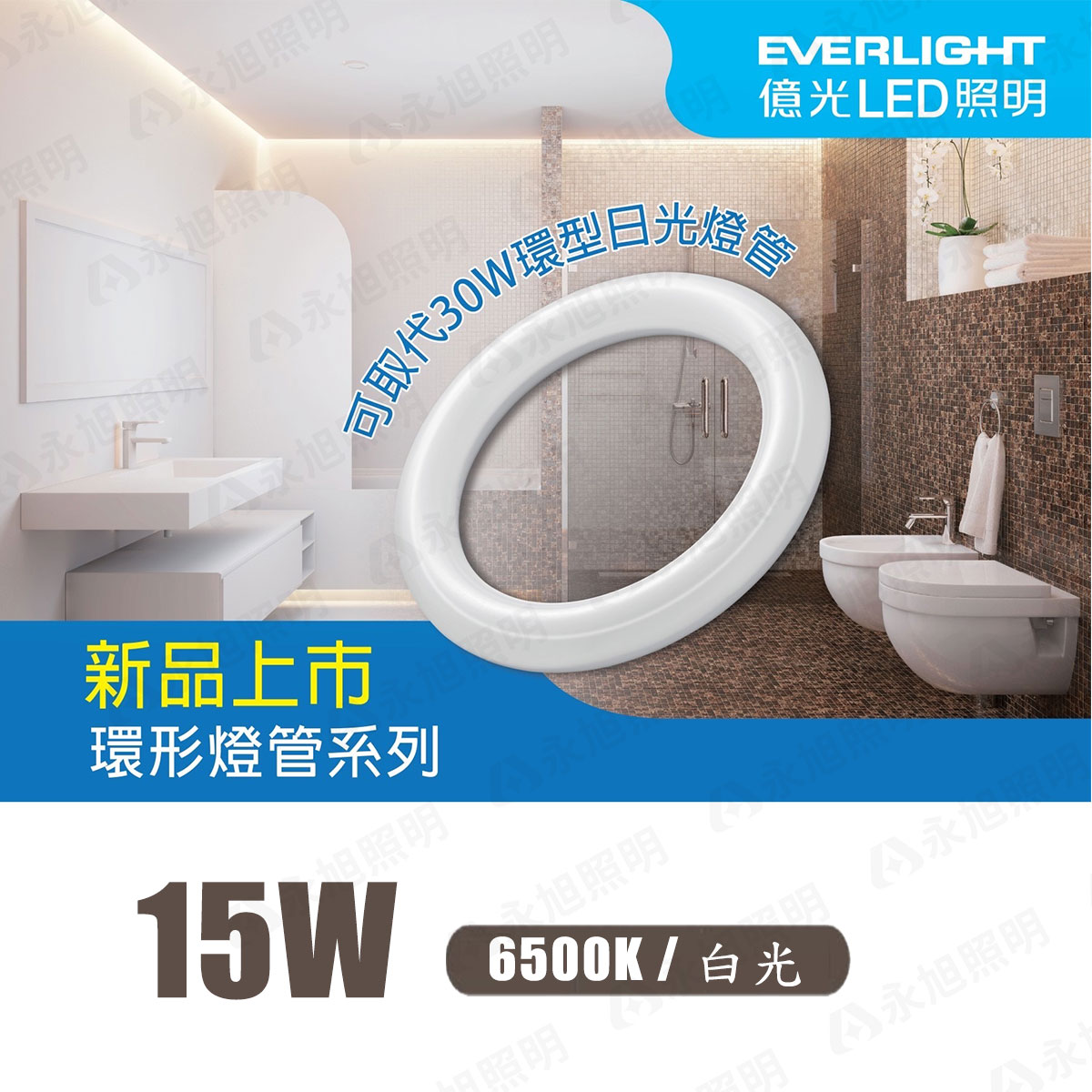 〖億光〗含稅 LED 高效率 環形燈管 15W 圓燈管 白光 可取代30W傳統環型燈管 UE4-LTR-A-15W865UG24
