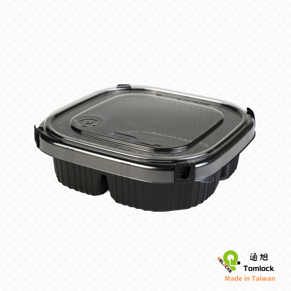 RELOCKS TL-9301 三格正方形餐盒 正方形餐盒 黑色塑膠餐盒 可微波餐盒 外帶餐盒 一次性餐盒 免洗餐具  環保餐盒 TL 9301 1