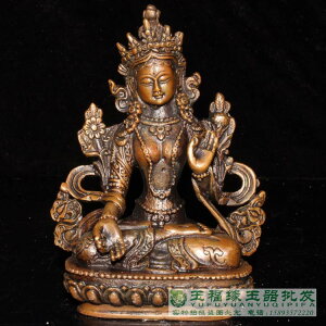 古玩收藏純銅佛像白度母佛像密宗藏佛家居供奉佛像擺件收藏風水銅