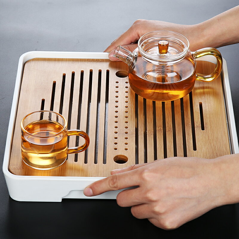 日式竹制茶盤家用小型茶臺套裝茶具托盤簡約瀝水臺功夫儲水式茶海