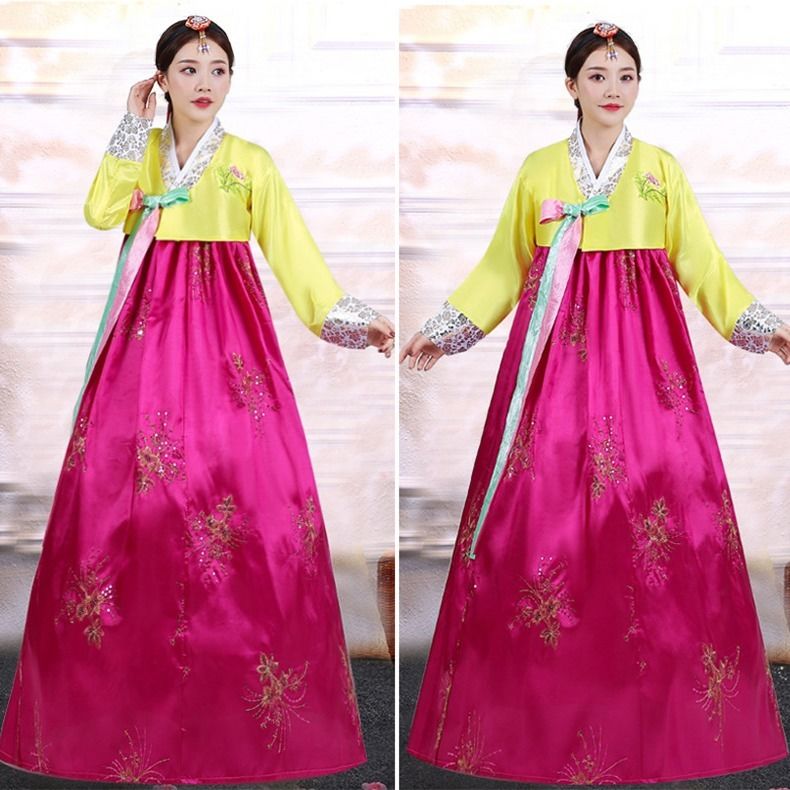 韓國朝鮮服傳統繡花宮廷韓服古裝女士朝鮮民族舞臺舞蹈表演出服裝
