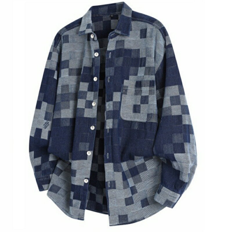 【巴黎精品】現貨+預購 美式復古牛仔襯衫經典牛仔外套秋冬長袖上衣寬鬆大碼休閒男裝-翻領寬鬆1色a1ma29