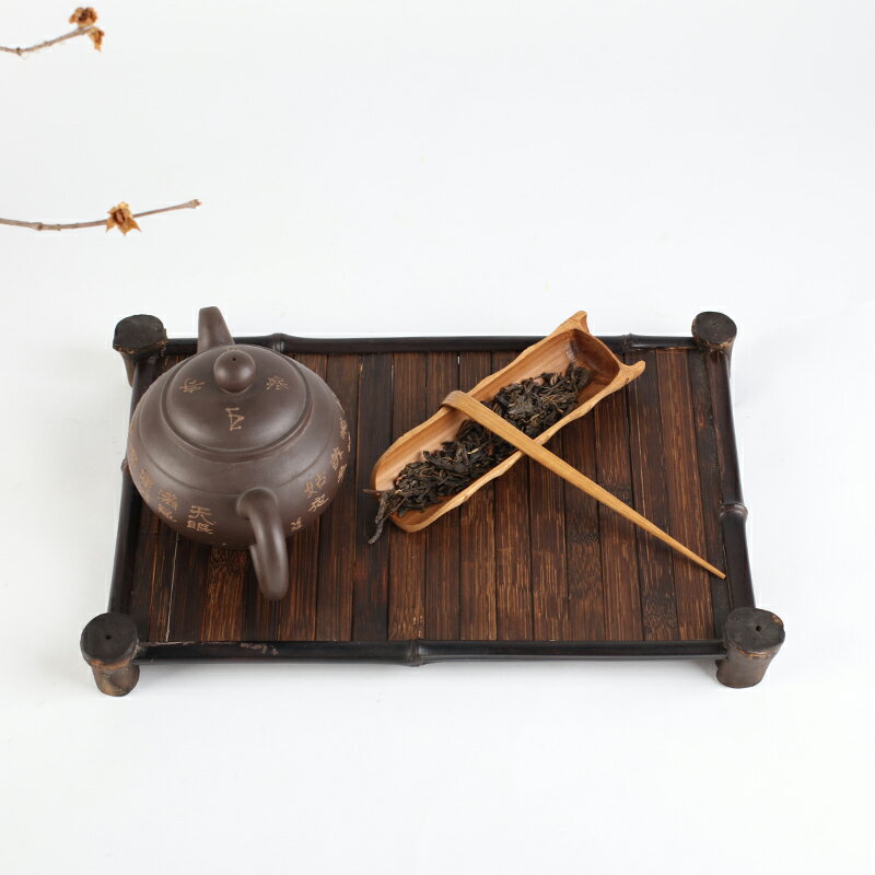 紫竹茶盤茶托盤茶棚架竹杯托功夫茶具收納框茶壺茶杯架 竹排茶墊