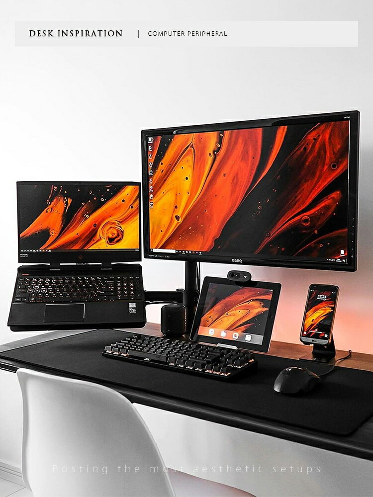 筆記本電腦支架顯示器懸空臺式組合架子雙屏辦公桌面升降增高托架 夏洛特居家名品