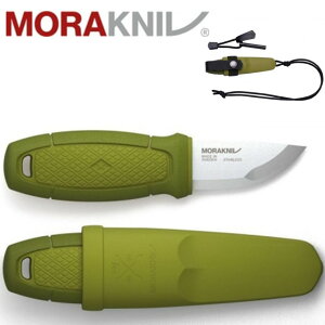 MORAKNIV 不鏽鋼短直刀組(附掛繩、打火石/露營小刀)野外求生/隨身刀 Eldris 12633綠色 瑞典製