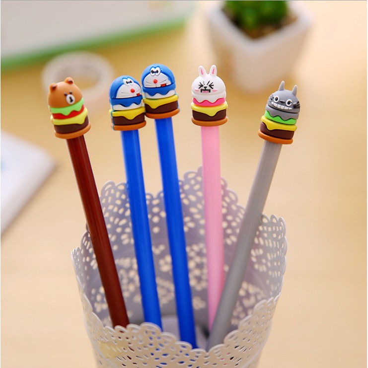 【漢堡卡通筆】可愛 動物 卡通 創意 中性筆 學生文具叮噹 龍貓 搞笑趣味 韓風 婚禮小物 交換禮物