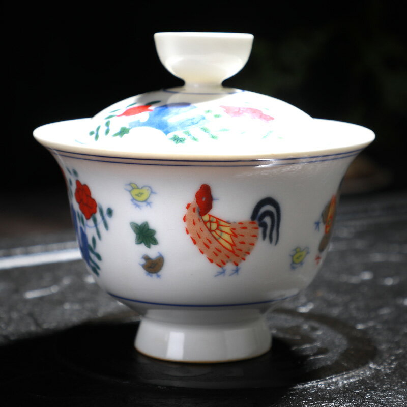 雞缸杯陶瓷蓋碗茶杯大號泡茶單個三才碗敬茶杯功夫茶具套裝家用