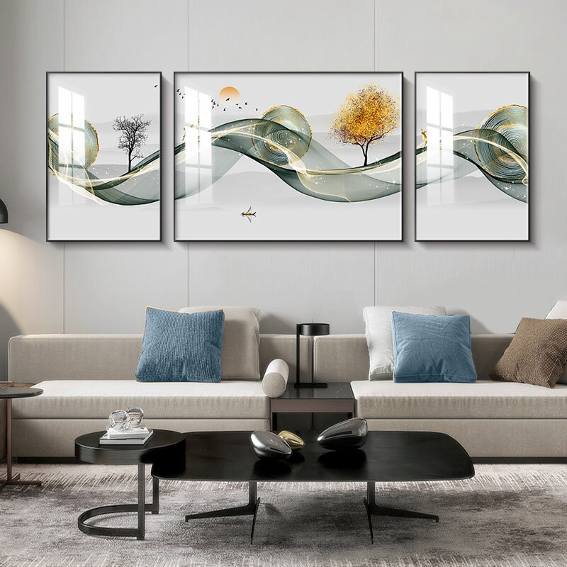 新款現代簡約客廳鉆石畫滿鉆北歐風格沙發墻壁畫風景三聯掛畫