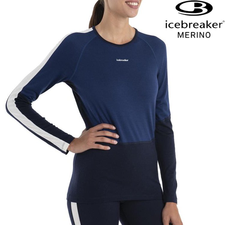 Icebreaker Merino 200 Sonebula 女款 圓領長袖上衣/美麗諾羊毛 GT200 0A56SX 090 藍/深藍