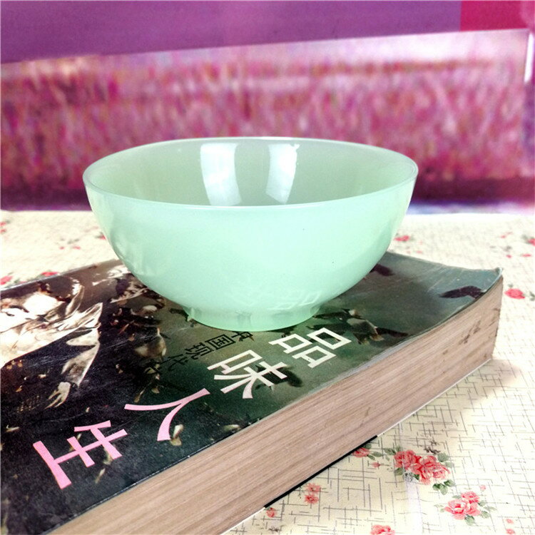 玉瓷碗4.5英寸翡翠白玉歐式水果沙拉碗凝脂玉健康養生米飯碗湯碗| 協貿