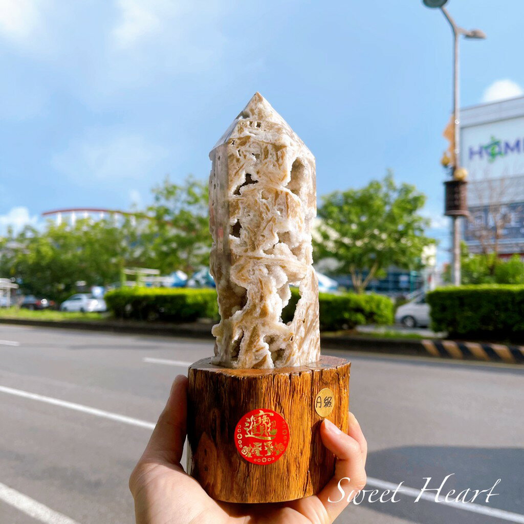 Sweet Heart 田芯開運精選 稀有 高品質 閃鋅礦 閃鋅礦柱 閃鋅柱 辦公桌必備 有好康(洞) 含實木座 2