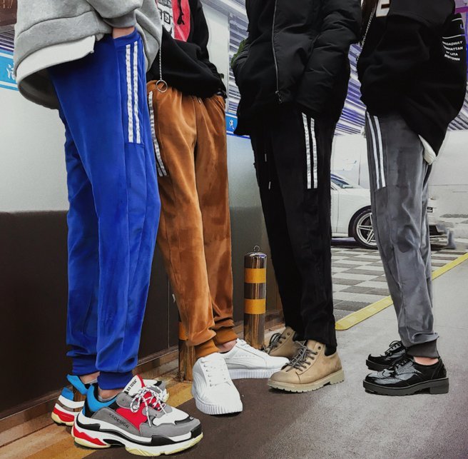 FINDSENSE品牌 2019春季 新款 韓國 嘻哈 工裝褲 寬鬆 純色 休閒長褲 束腳 休閒褲 潮男褲子