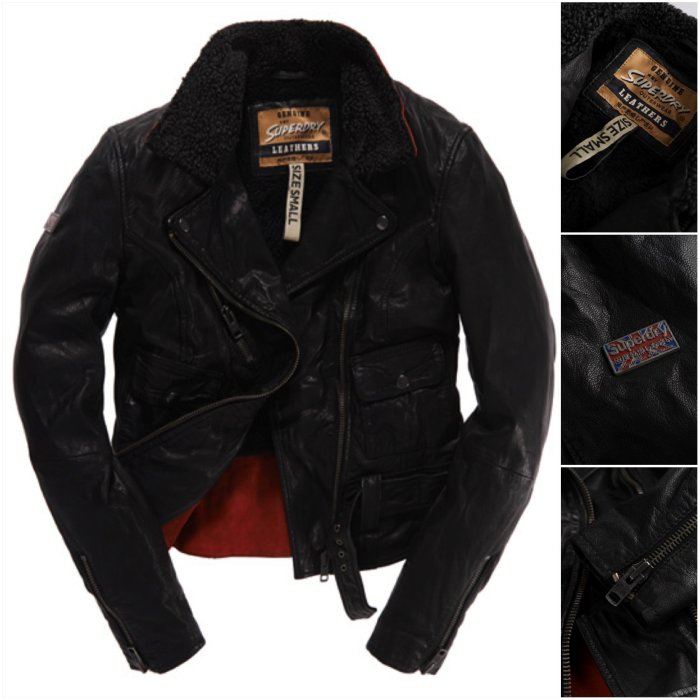 跩狗嚴選 極度乾燥 Superdry Belted Rider 調節腰帶 撞色 騎士 真皮 皮衣 外套 合身 短板 加厚保暖內襯