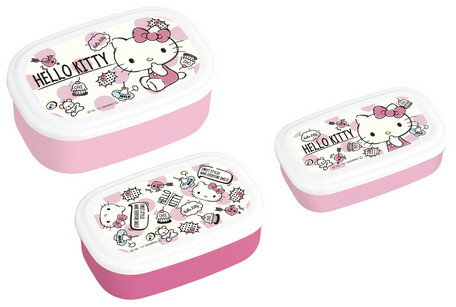HELLO KITTY 三件式 餐盒 三麗鷗 便當盒 保鮮盒 凱蒂貓 kt 日貨 大賀屋 正版 授權 J00013811