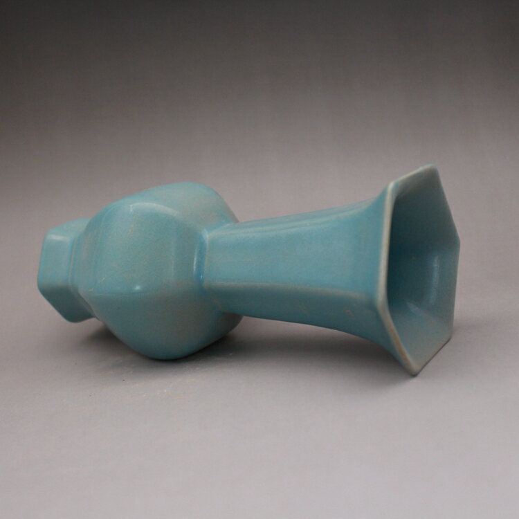 宋 汝窯 天青釉花觚瓶 古瓷器 古董古玩擺件花瓶X011