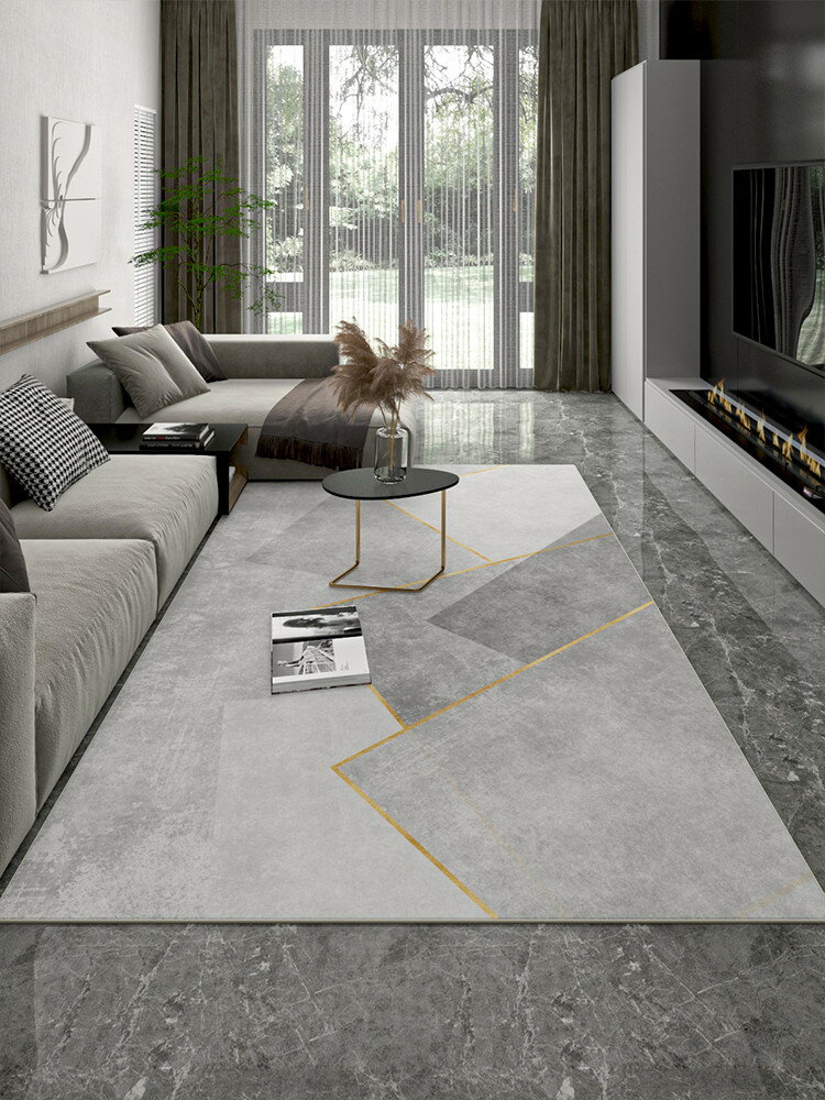 客廳地毯臥室灰色北歐現代簡約沙發茶幾毯輕奢床邊高級家用地墊
