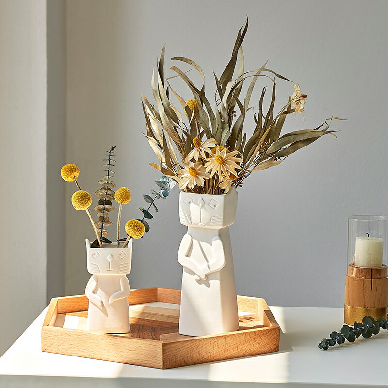 陶瓷擺件花瓶北歐ins風創意簡約客廳餐桌插花小花瓶干花裝飾花藝