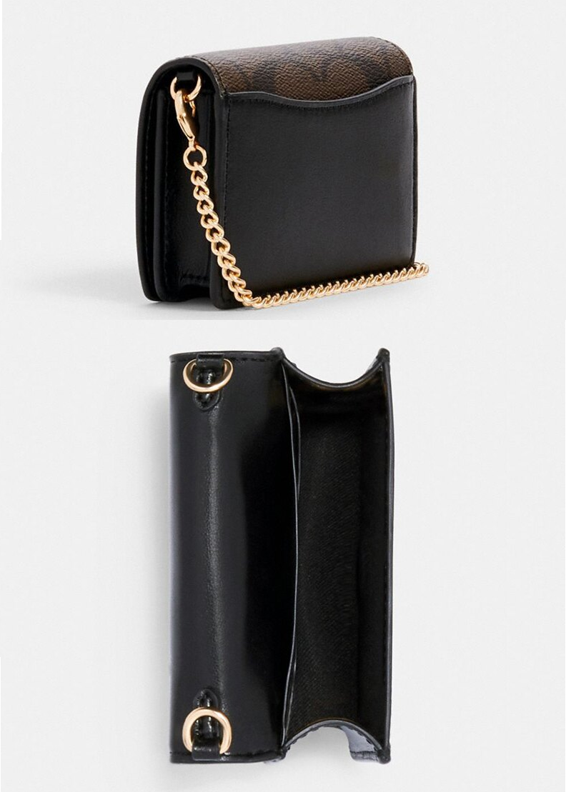 COACH  迷你小廢包 名片夾 卡片包 防刮PVC皮革 零錢包 側背包 斜背包 6650 深咖啡色(現貨)▶指定Outlet商品5折起☆現貨【送禮首選★APP下單點數4倍送】 2