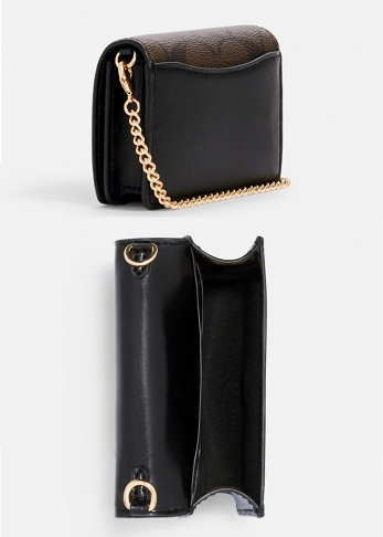 COACH 迷你小廢包 名片夾 卡片包 防刮PVC皮革 零錢包 側背包 斜背包 6650 深咖啡色(現貨)▶指定Outlet商品5折起☆現貨【送禮首選★APP下單點數4倍送】 2