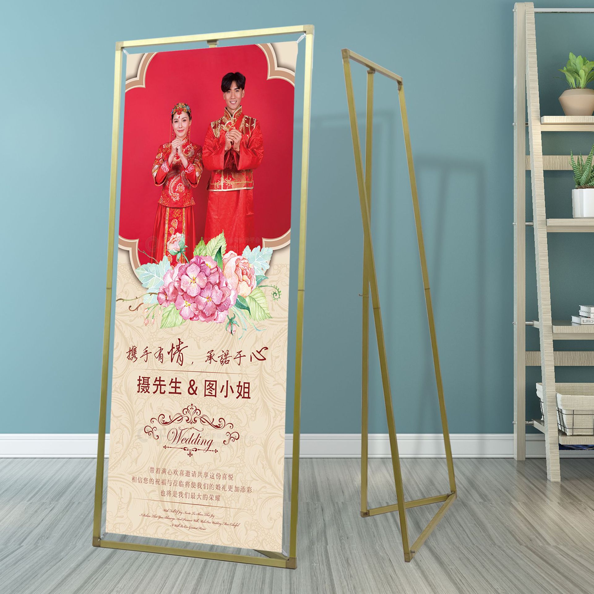 新款門型易拉寶戶外防風大幅海報架商場掛畫廣告架金屬展示架 雙11全館免運