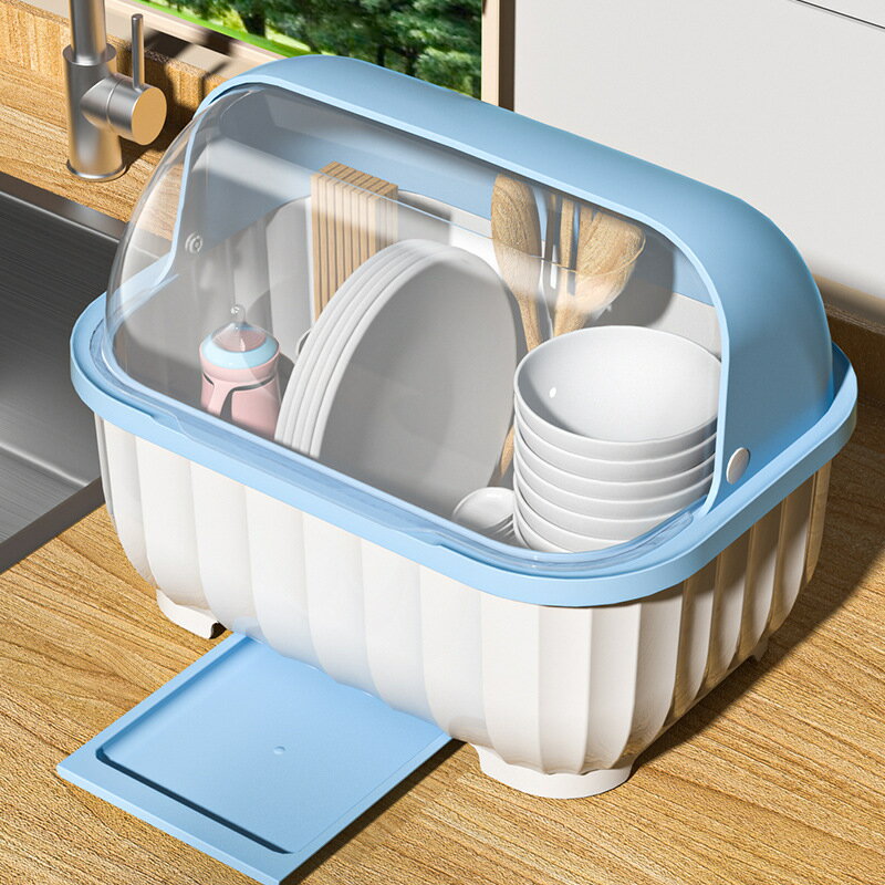 廚房瀝水碗柜帶蓋放碗箱裝碗碟碗盤餐具家用小型置物架碗筷收納盒
