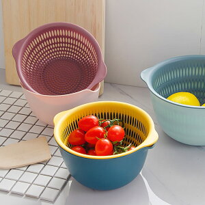 創意雙層瀝水籃洗菜盆客廳水果盤家用廚房多功能塑料菜籃子洗菜籃