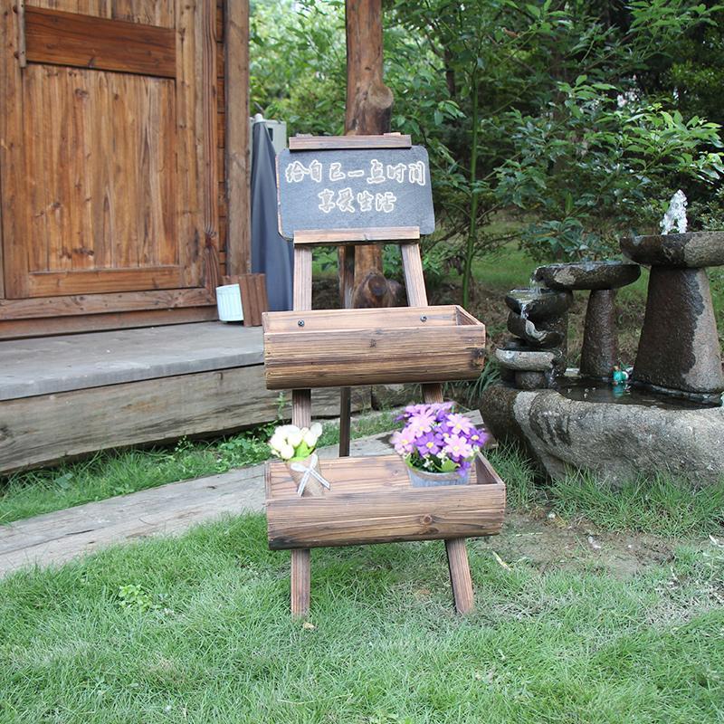爆殺同行！免運 花架 花盆架 種植盆 養殖盆 花箱 防腐木陽臺花架子室內特價實木戶外多層花盆架落地置物畫板花架 八折下殺 特價出 可開發票