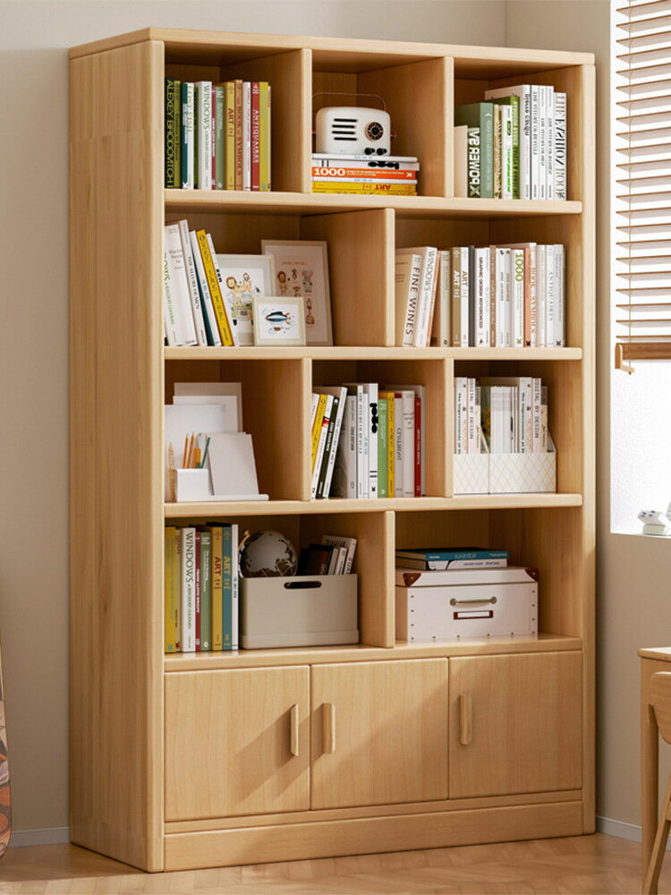 書架 書櫃 書桌 兒童實木書架落地置物架多層客廳靠墻櫃子儲物櫃學生收納家用書櫃