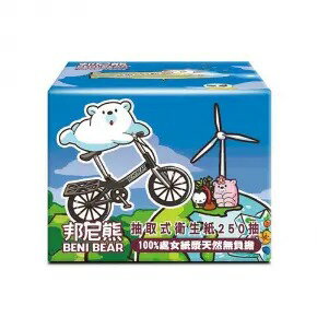 【BeniBear邦尼熊】抽取式衛生紙250抽x60包/箱(腳踏車版)