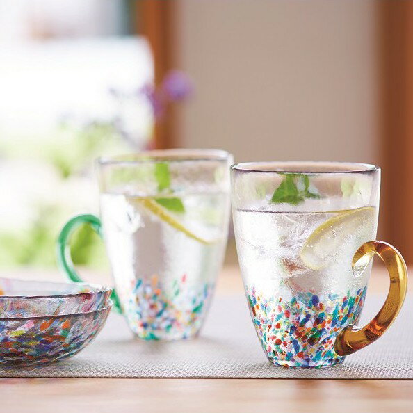 日本津輕 手工玻璃馬克杯 對杯 手作繽紛青森睡魔 金益合玻璃器皿