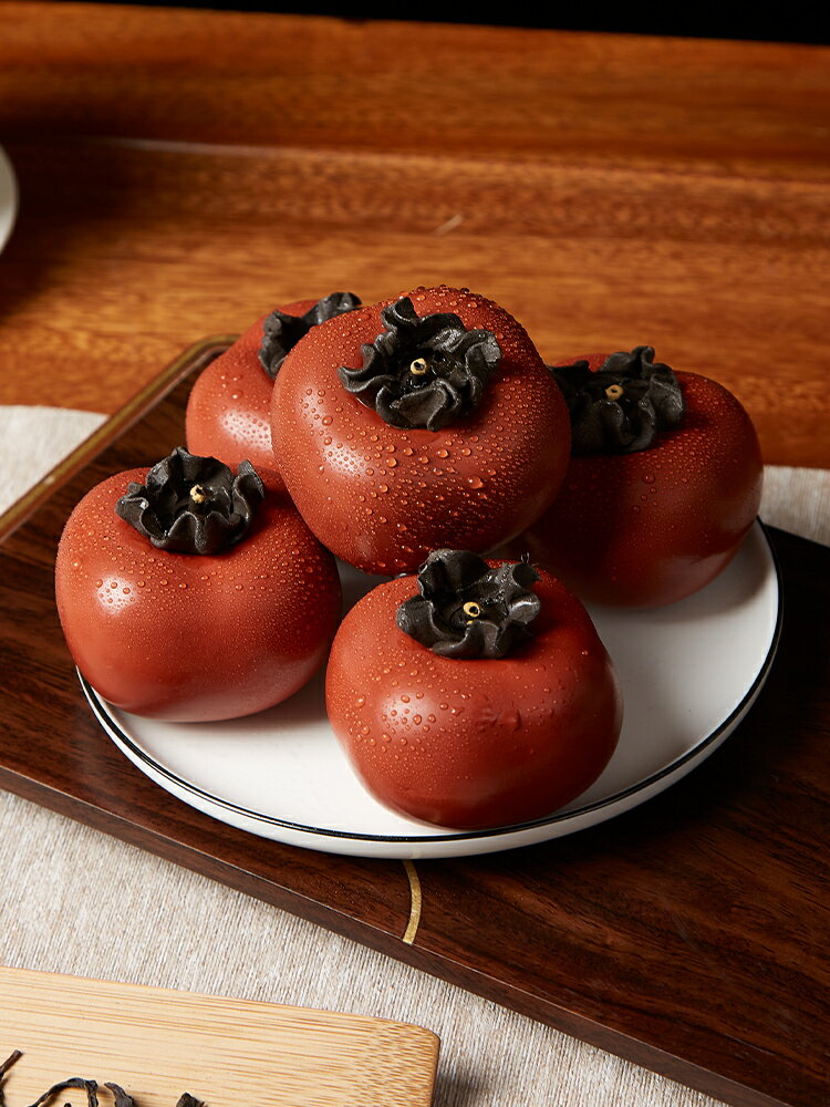 中式柿柿如意柿子擺件創意家居客廳茶幾紫砂桌面裝飾喬遷新居禮品