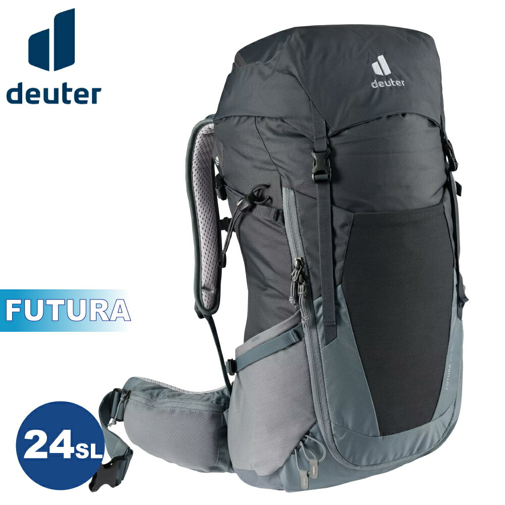 【Deuter 德國 FUTURA 24SL 透氣網架背包《黑/水藍》】3400521/輕量登山包/自行車背包/健行包