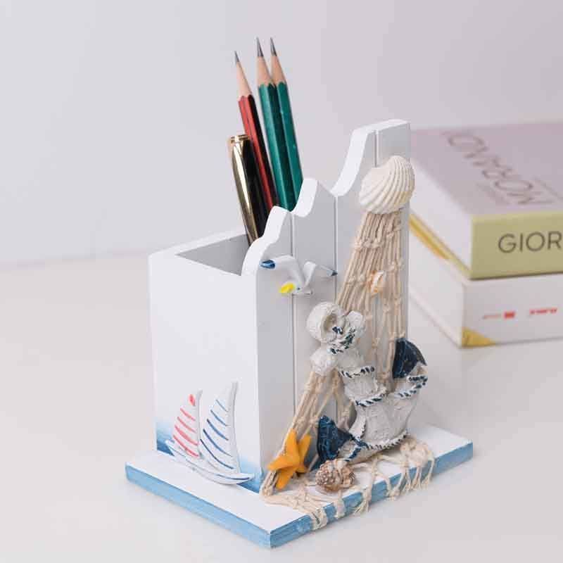 筆筒 地中海風筆筒收納盒桌面辦公桌男女孩大容量創意擺件網紅爆款可愛
