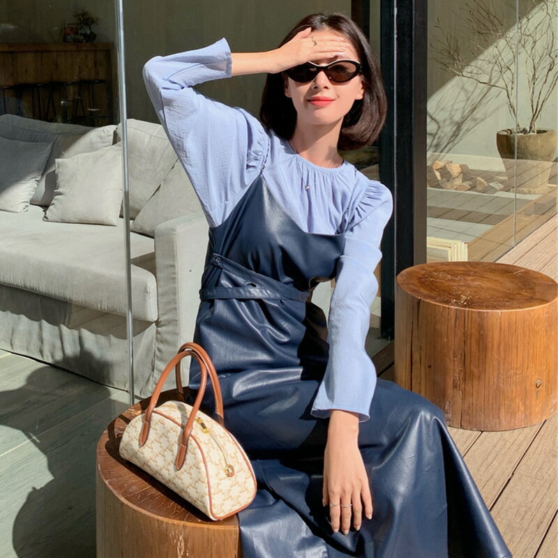 冷淡風女裝高級感時尚氣質吊帶連衣裙套裝2022早春新款時尚兩件套