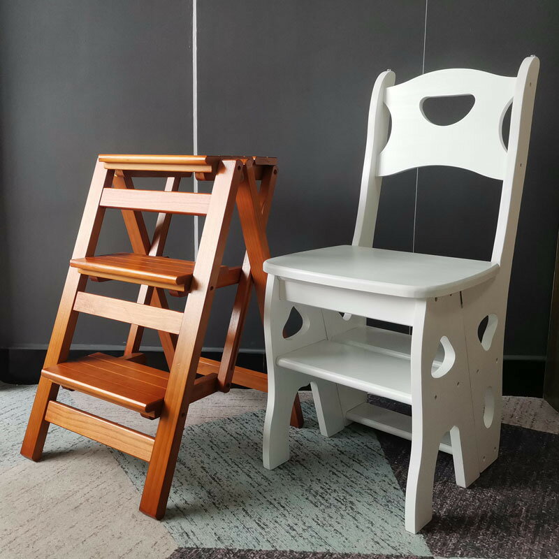 梯子椅子兩用實木家用多功能折疊梯子凳子兩用樓梯椅兩用小梯子凳