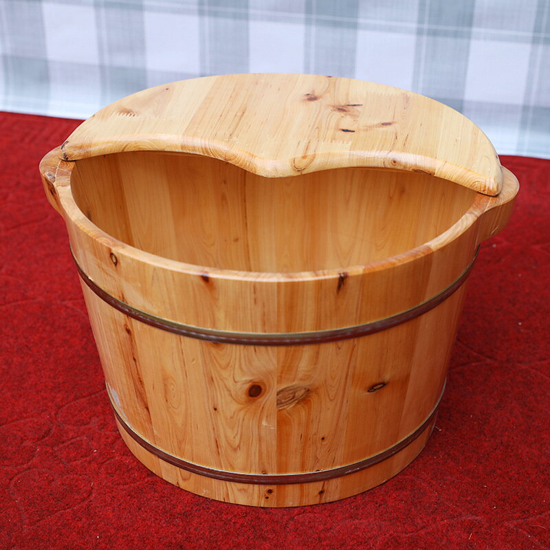 香柏木木質家用雙耳足浴熏蒸泡腳木桶洗腳木盆加厚單邊木桶可