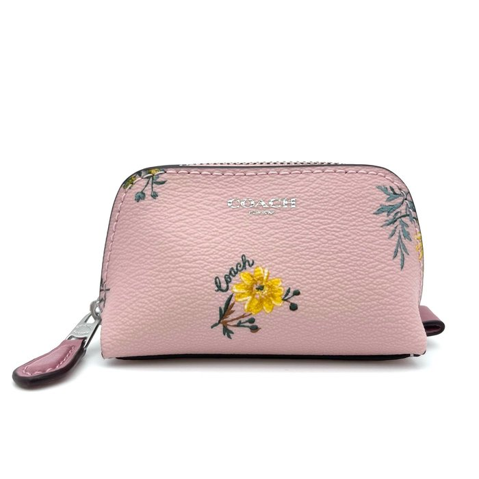 COACH 花卉圖案拉鍊零錢包 防刮PVC皮革 零錢包 C9880G 粉色(現貨)▶指定Outlet商品5折起☆現貨【送禮首選★APP下單點數4倍送】